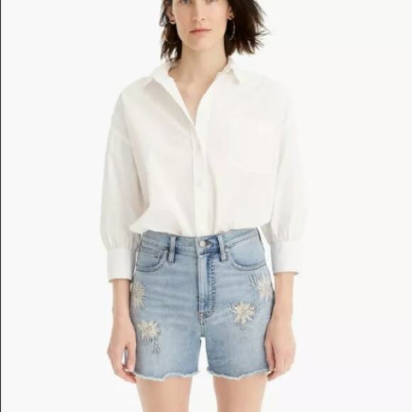 J. Crew Point Sur floral embroidered high rise cut off shorts sz 25 - Picture 1 of 9